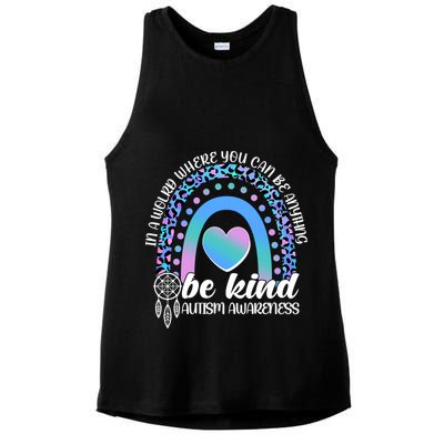 In A World Where You Can Be Anything Be Kind Autism Awareness Ladies PosiCharge Tri-Blend Wicking Tank