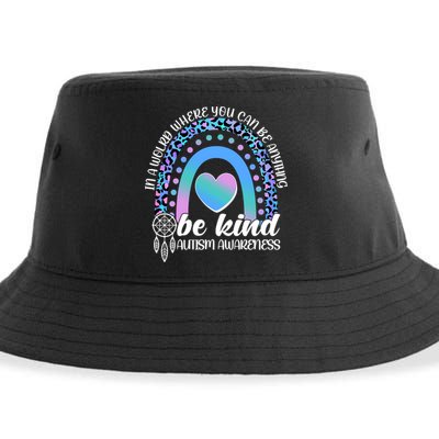 In A World Where You Can Be Anything Be Kind Autism Awareness Sustainable Bucket Hat