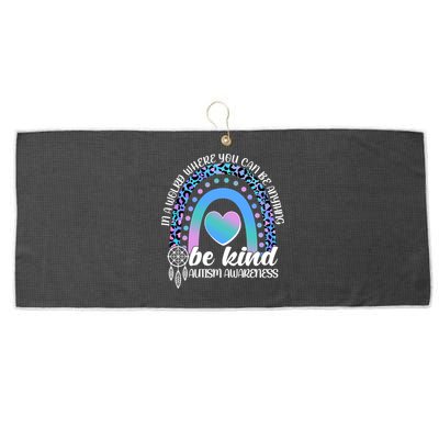 In A World Where You Can Be Anything Be Kind Autism Awareness Large Microfiber Waffle Golf Towel
