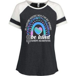 In A World Where You Can Be Anything Be Kind Autism Awareness Enza Ladies Jersey Colorblock Tee