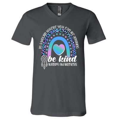 In A World Where You Can Be Anything Be Kind Autism Awareness V-Neck T-Shirt