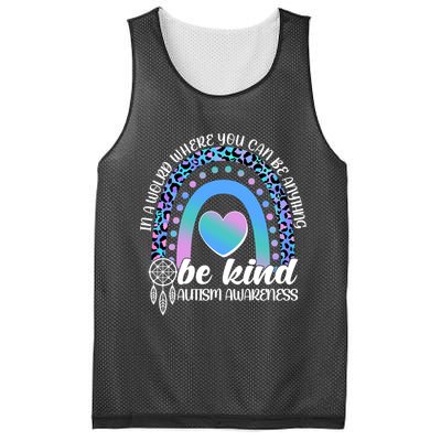 In A World Where You Can Be Anything Be Kind Autism Awareness Mesh Reversible Basketball Jersey Tank
