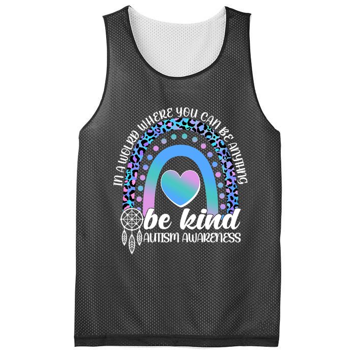 In A World Where You Can Be Anything Be Kind Autism Awareness Mesh Reversible Basketball Jersey Tank