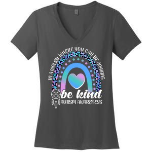 In A World Where You Can Be Anything Be Kind Autism Awareness Women's V-Neck T-Shirt