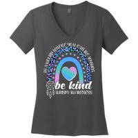 In A World Where You Can Be Anything Be Kind Autism Awareness Women's V-Neck T-Shirt