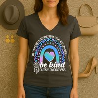 In A World Where You Can Be Anything Be Kind Autism Awareness Women's V-Neck T-Shirt