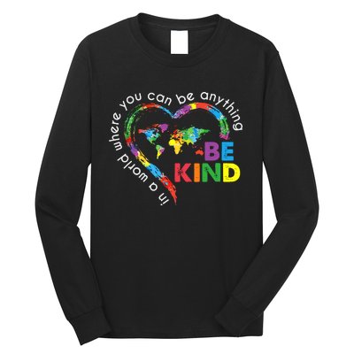 In A World Anything Be Kind Unity Day Heart Anti Bullying Long Sleeve Shirt