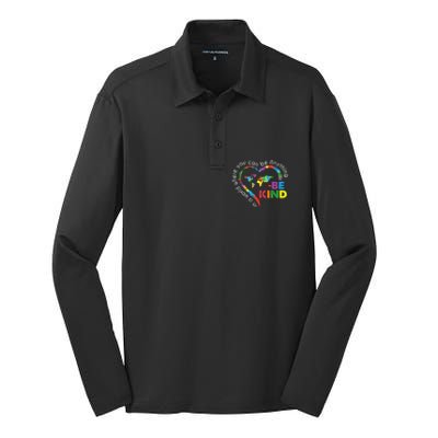 In A World Anything Be Kind Unity Day Heart Anti Bullying Silk Touch Performance Long Sleeve Polo