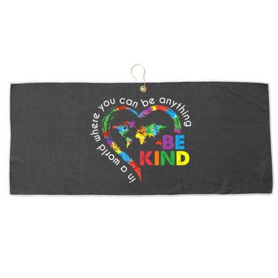 In A World Anything Be Kind Unity Day Heart Anti Bullying Large Microfiber Waffle Golf Towel