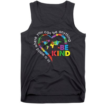 In A World Anything Be Kind Unity Day Heart Anti Bullying Tank Top