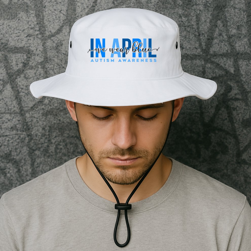 In April We Wear Blue Autism Awareness Bucket Hat