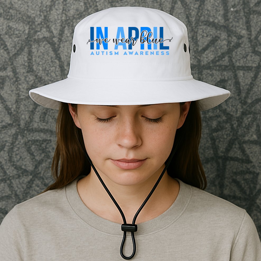 In April We Wear Blue Autism Awareness Bucket Hat