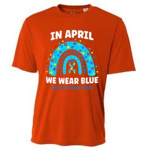 In April We Wear Blue Rainbow Autism Awareness Month Be Kind Cooling Performance Crew T-Shirt