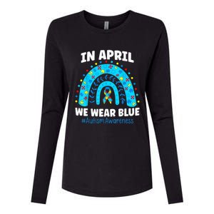 In April We Wear Blue Rainbow Autism Awareness Month Be Kind Womens Cotton Relaxed Long Sleeve T-Shirt