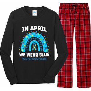 In April We Wear Blue Rainbow Autism Awareness Month Be Kind Long Sleeve Pajama Set