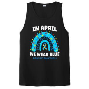 In April We Wear Blue Rainbow Autism Awareness Month Be Kind PosiCharge Competitor Tank