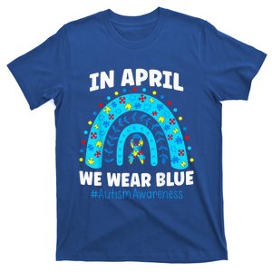 In April We Wear Blue Rainbow Autism Awareness Month Be Kind T-Shirt