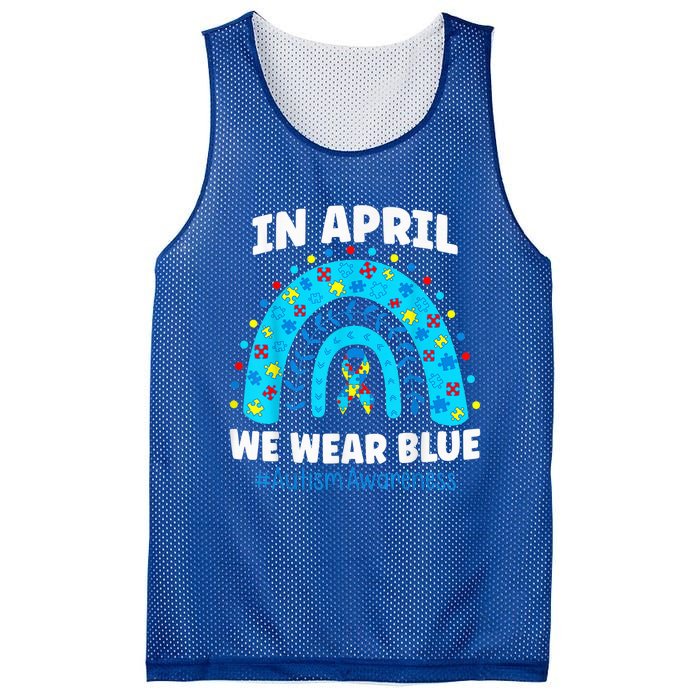 In April We Wear Blue Rainbow Autism Awareness Month Be Kind Mesh Reversible Basketball Jersey Tank