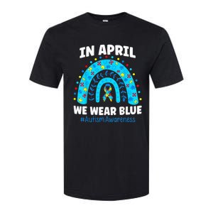 In April We Wear Blue Rainbow Autism Awareness Month Be Kind Softstyle CVC T-Shirt