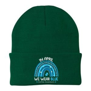 In April We Wear Blue Rainbow Autism Awareness Month Shirt Knit Cap Winter Beanie