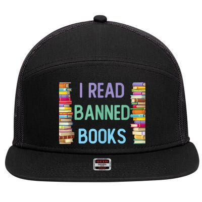 I Am With The Banned Books Shirts Funny I Read Banned Books 7 Panel Mesh Trucker Snapback Hat