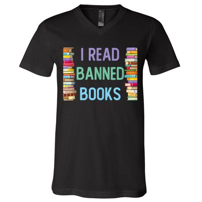 I Am With The Banned Books Shirts Funny I Read Banned Books V-Neck T-Shirt