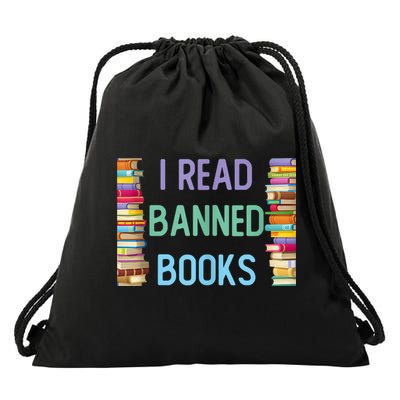 I Am With The Banned Books Shirts Funny I Read Banned Books Drawstring Bag