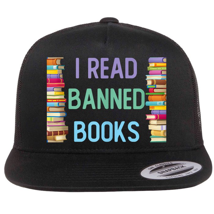 I Am With The Banned Books Shirts Funny I Read Banned Books Flat Bill Trucker Hat