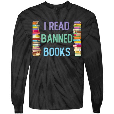 I Am With The Banned Books Shirts Funny I Read Banned Books Tie-Dye Long Sleeve Shirt