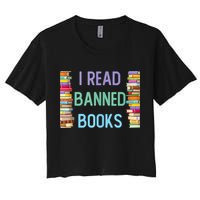 I Am With The Banned Books Shirts Funny I Read Banned Books Women's Crop Top Tee