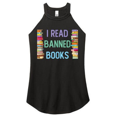I Am With The Banned Books Shirts Funny I Read Banned Books Women's Perfect Tri Rocker Tank
