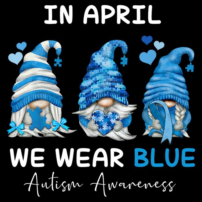 In April We Wear Blue Autism Awareness With Gnome Mug