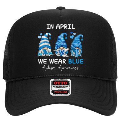 In April We Wear Blue Autism Awareness With Gnome Trucker Hat