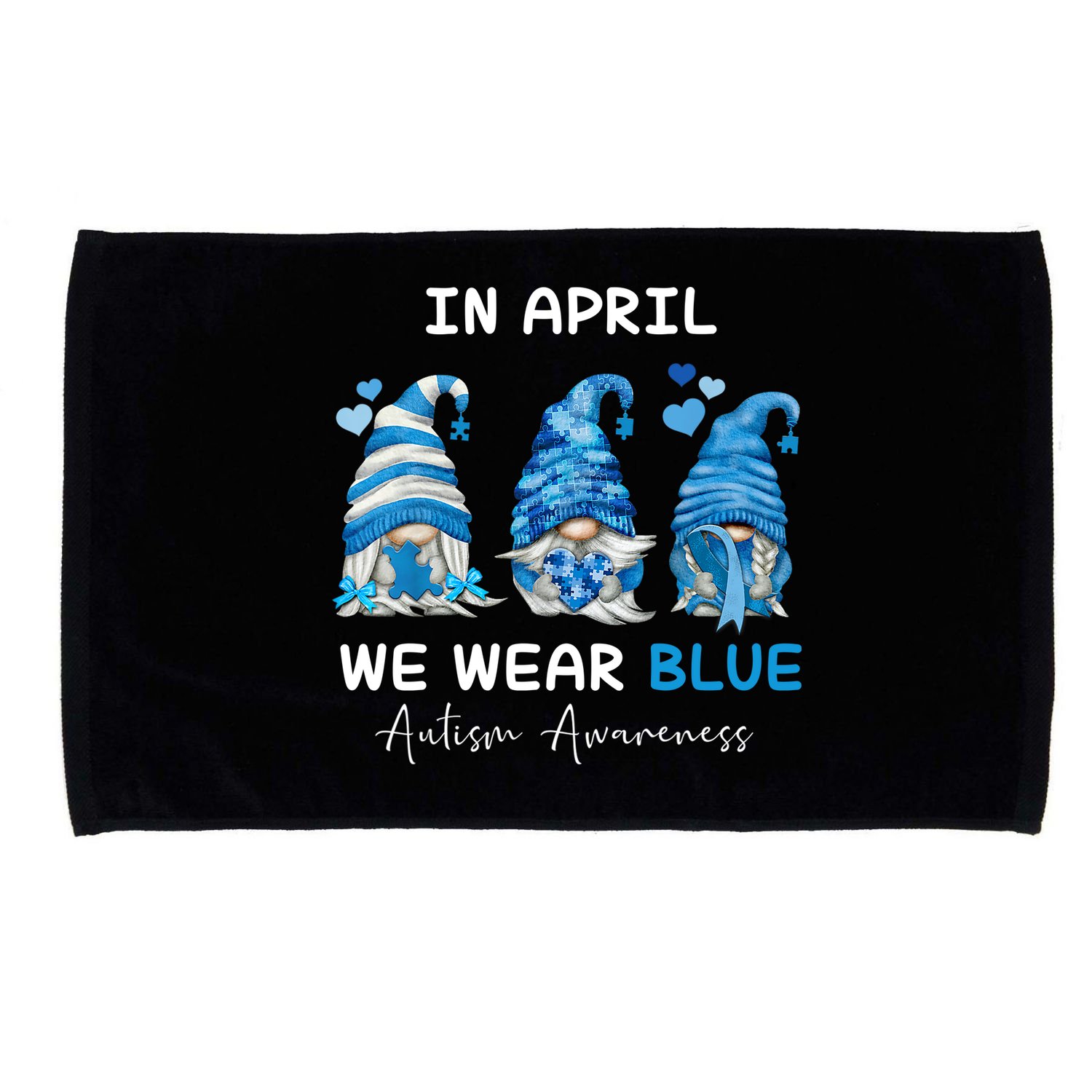 In April We Wear Blue Autism Awareness With Gnome Microfiber Hand Towel