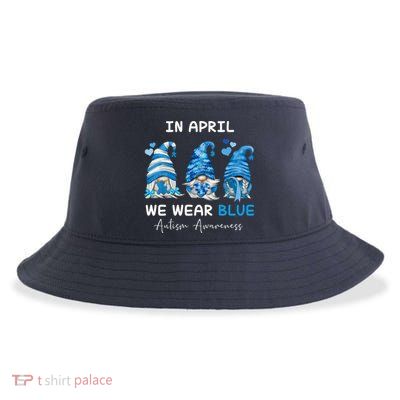 In April We Wear Blue Autism Awareness With Gnome Sustainable Bucket Hat