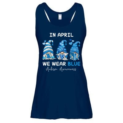 In April We Wear Blue Autism Awareness With Gnome Ladies Essential Flowy Tank