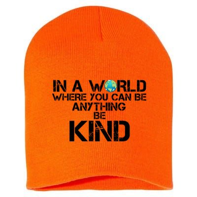 In A World Where You Can Be Anything Be Kind Short Acrylic Beanie