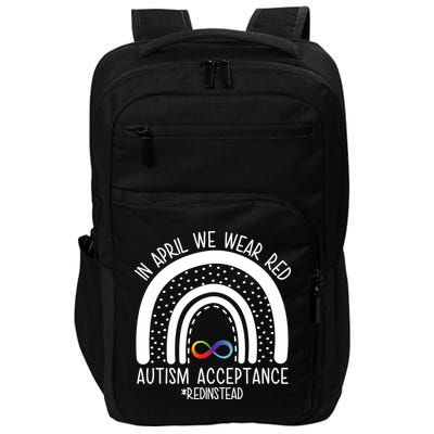 In April We Wear Red Autism Acceptance Red Instead Rainbow Impact Tech Backpack