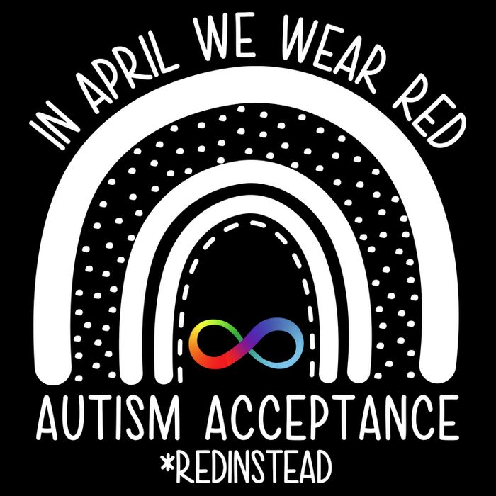 In April We Wear Red Autism Acceptance Red Instead Rainbow 7-Panel Snapback Hat