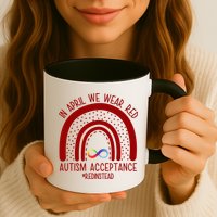 In April We Wear Red Autism Acceptance Red Instead Rainbow Mug