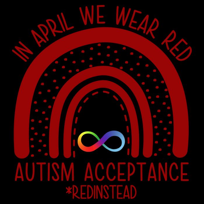 In April We Wear Red Autism Acceptance Red Instead Rainbow Mug