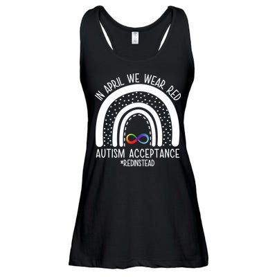 In April We Wear Red Autism Acceptance Red Instead Rainbow Ladies Essential Flowy Tank