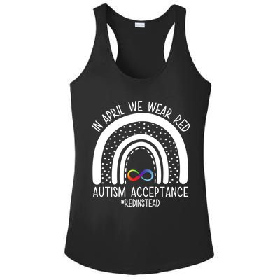 In April We Wear Red Autism Acceptance Red Instead Rainbow Ladies PosiCharge Competitor Racerback Tank