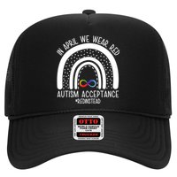 In April We Wear Red Autism Acceptance Red Instead Rainbow Trucker Hat