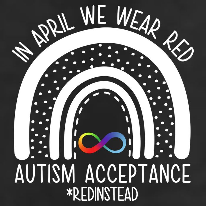In April We Wear Red Autism Acceptance Red Instead Rainbow Trucker Hat