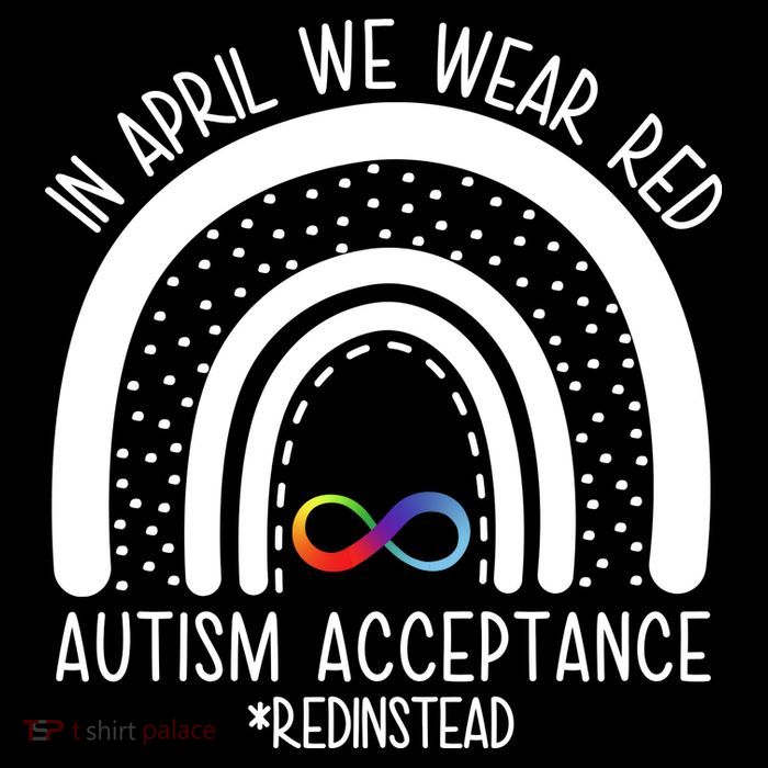 In April We Wear Red Autism Acceptance Red Instead Rainbow Crop Top