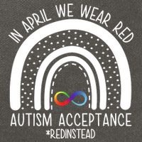 In April We Wear Red Autism Acceptance Red Instead Rainbow Cotton Canvas Backpack