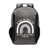 In April We Wear Red Autism Acceptance Red Instead Rainbow Vector Backpack