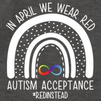 In April We Wear Red Autism Acceptance Red Instead Rainbow Vector Backpack