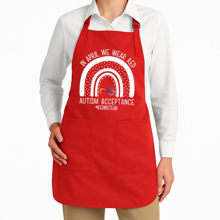 In April We Wear Red Autism Acceptance Red Instead Rainbow Apron